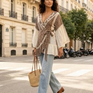 Boho Wrap Print Top